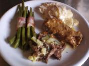 Wildschweinrücken mit zweierlei Gartengemüse und Kartoffelgratin - Rezept