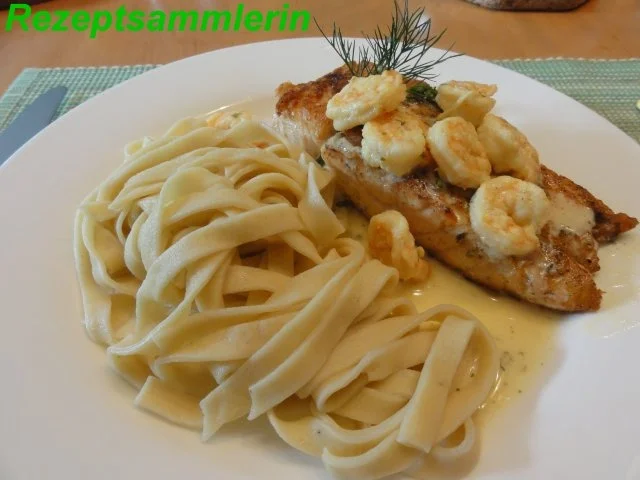 Fisch:    LACHSFILET mit Garnelen - Rezept