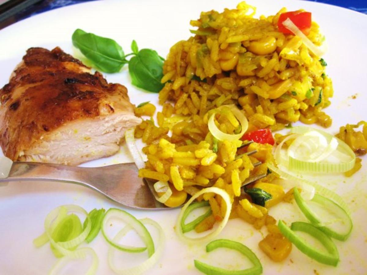Curry-Reis mit Lauch und Mais ... - Rezept