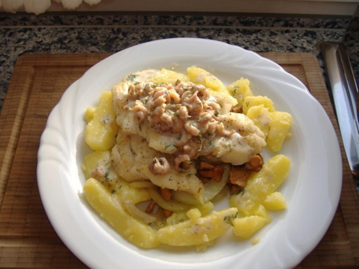 Dorsch mit Krabben und Schmorgurken Pfifferlings Gemüse - einfach - von ...