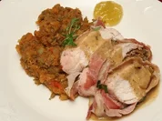 Hähnchenbrüstchen mit Feigenfüllung, dazu Linsengemüse - Rezept