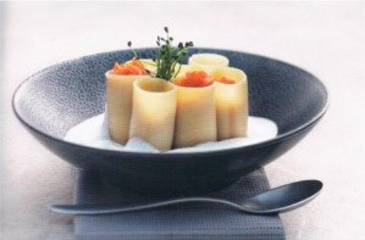 Cannelloni mit geschmolzenen Tomaten und Parmesan- Schaum - Rezept ...