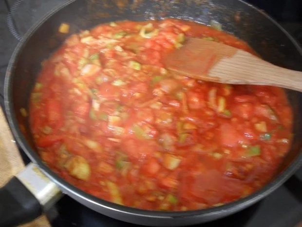 Rezept: Hühnebrustfilet in Tomaten-Lauchsoße mit Käse überbacken Bild Nr. 7 Hühnebrustfilet in Tomaten-Lauchsoße mit Käse überbacken - Rezept - Bild Nr. 7