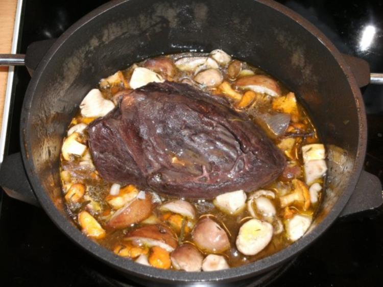 Fleisch: Rinderherz geschmort mit frischen Mischpilzen - einfach - von ... Fleisch: Rinderherz geschmort mit frischen Mischpilzen - einfach - von ...