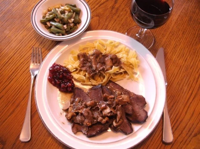 Fleisch: Rinderherz geschmort mit frischen Mischpilzen - Rezept