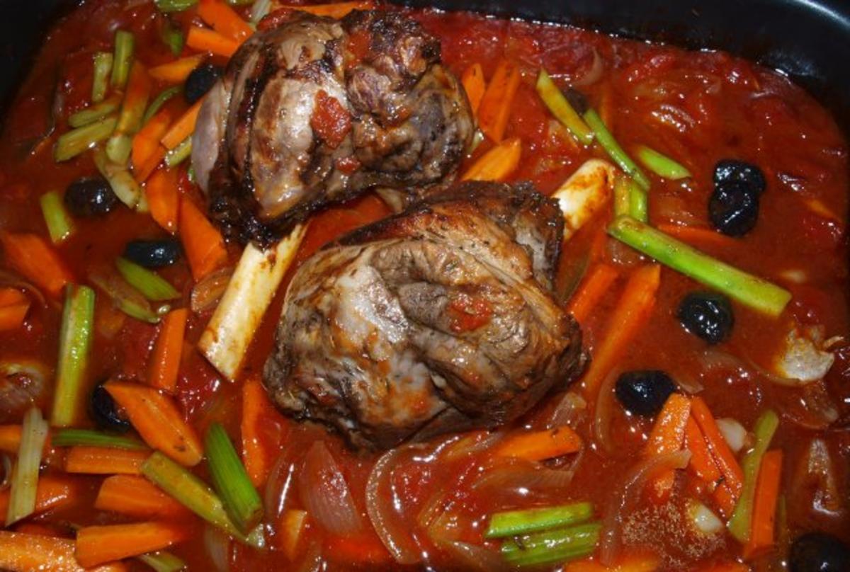 Bilder für Lammhaxen mallorquinisch (Jarrete de cordero estil mallorqui) - Rezept