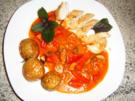 Hähnchenbrust mit Paprika-Champignon-Olivensoße - Rezept