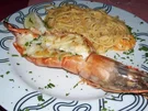 Gamba grande mit Spagetti Olio con Aglio - Rezept