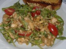 Mediterraner Bohnensalat mit Rucola,Tomaten und Thunfisch - Rezept