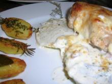 Schweinesteaks auf Kohlrabi mit Mozzarella überbacken an Hinguck Kartoffeln - Rezept