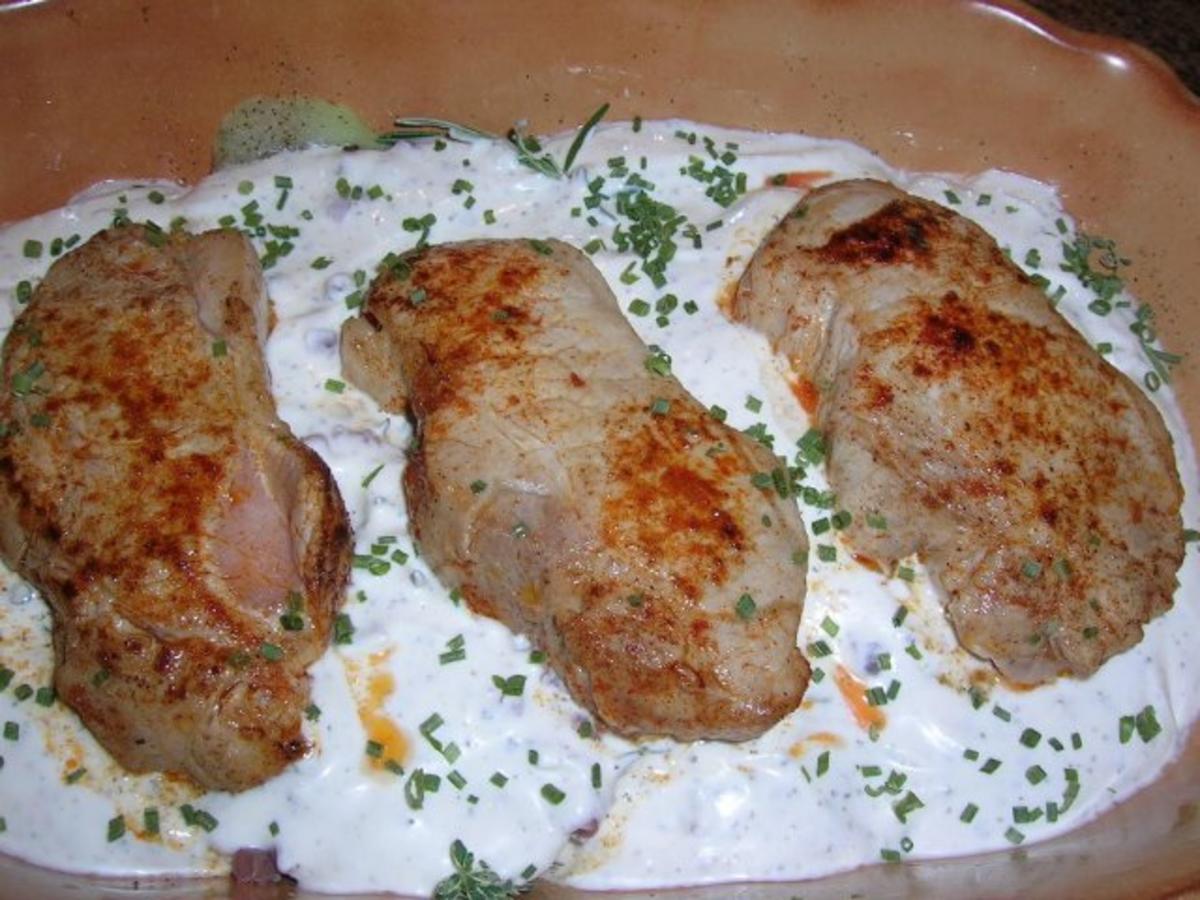 Schweinesteaks auf Kohlrabi mit Mozzarella überbacken an Hinguck Kartoffeln - Rezept - Bild Nr. 9