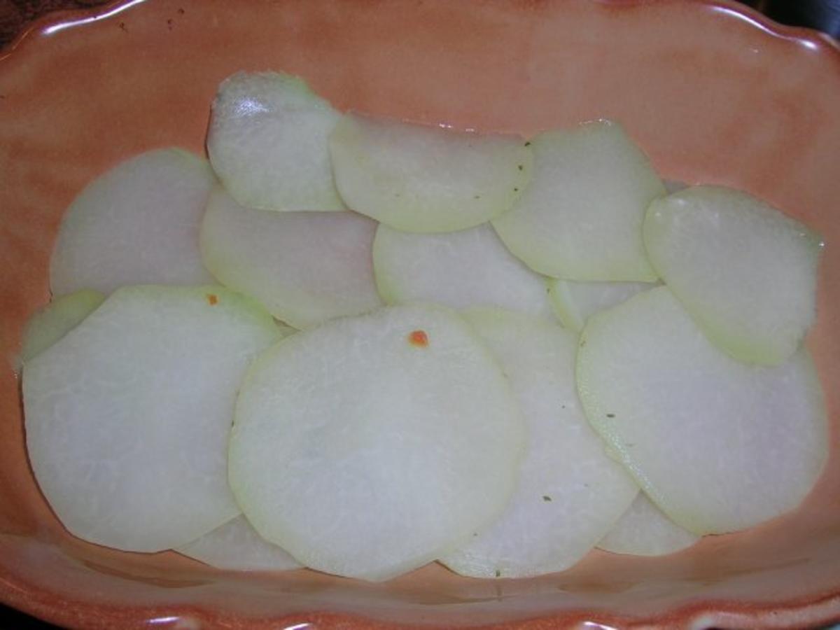Schweinesteaks auf Kohlrabi mit Mozzarella überbacken an Hinguck Kartoffeln - Rezept - Bild Nr. 12