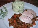 Schweinefilet sanft gegart auf Borlotti-Bohnen an Kräuter Püree - Rezept