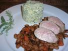 Schweinefilet sanft gegart auf Borlotti-Bohnen an Kräuter Püree - Rezept