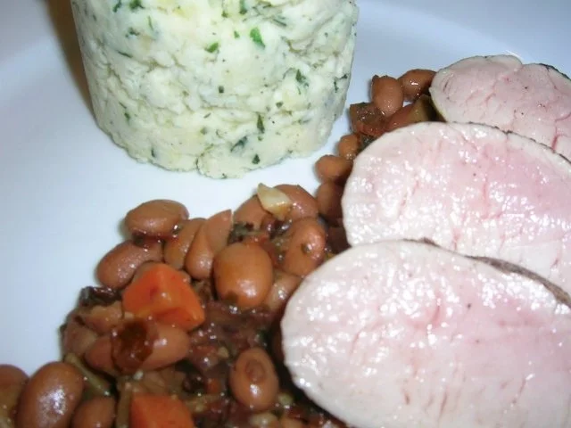Schweinefilet sanft gegart auf Borlotti-Bohnen an Kräuter Püree - Rezept - Bild Nr. 5