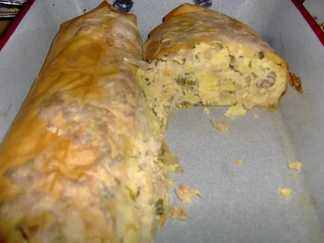 Erdäpfelstrudel mit Selchspeck - Rezept