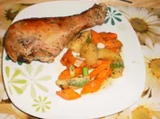 Putenunterkeulen mit Röstgemüse - Rezept