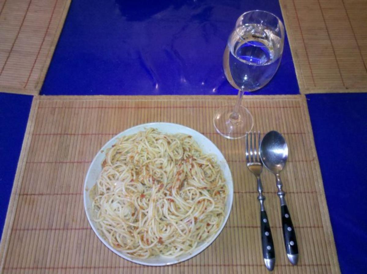 Nudeln: Arabisch-mediteranes Pesto mit Spaghetti - Rezept
