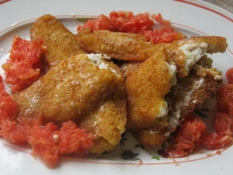 Paniertes Dorschfilet mit Grapefruitgemüse - Rezept