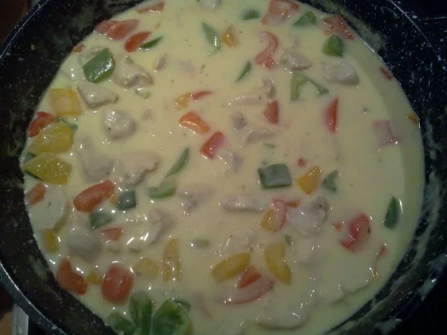 Paprika – Hähnchen – Rahmsoße mit Reis - Rezept - Bild Nr. 2