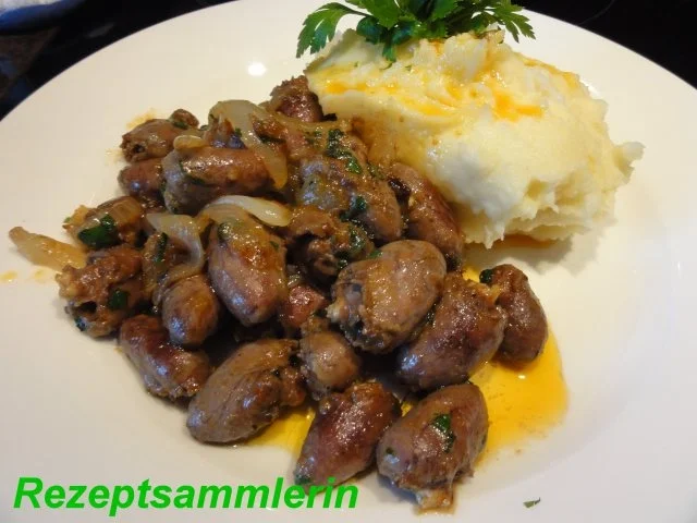 Geflügel:   HÄHNCHENHERZEN pikant gebraten - Rezept