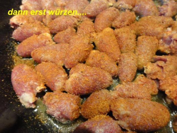 Hähnchenherzen pikant gebraten