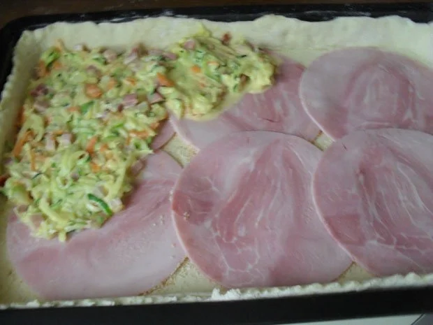 Zucchini-Kartoffelkuchen mit Schinken etc. - Resteverwertung - Rezept - Bild Nr. 4