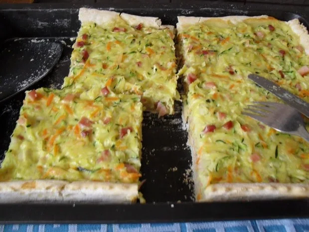 Zucchini-Kartoffelkuchen mit Schinken etc. - Resteverwertung - Rezept - Bild Nr. 6