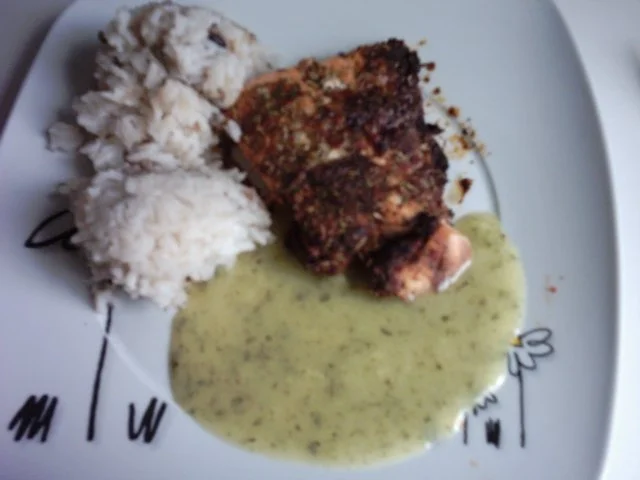Wildlachsfilet mit Apfel-Pilzreis und Kräutersoße - Rezept - Bild Nr. 9