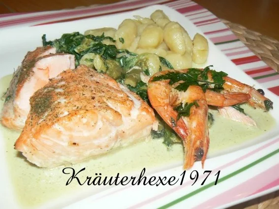 Rezept: Lachsfilet und Crevetten im Grünen Bild Nr. 6 Lachsfilet und Crevetten im Grünen - Rezept - Bild Nr. 6