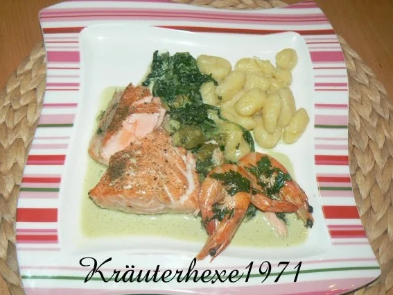 Rezept: Lachsfilet und Crevetten im Grünen Bild Nr. 7 Lachsfilet und Crevetten im Grünen - Rezept - Bild Nr. 7