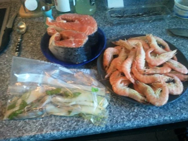 Piatta de Mare / Fischplatte a la Nightcooker mit Monsterlachsteak - Rezept - Bild Nr. 5