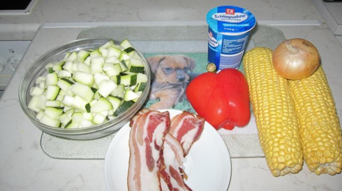 Mais-Zucchini mit Schinkenspeck - Rezept - Bild Nr. 2