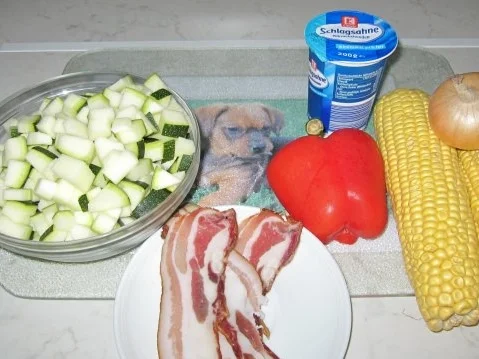 Mais-Zucchini mit Schinkenspeck - Rezept - Bild Nr. 2