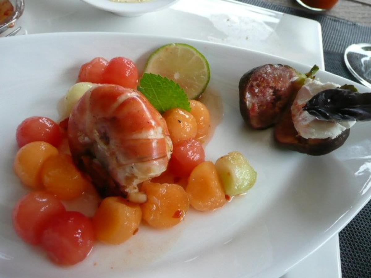 VORSPEISE / MELONENSALAT MIT RIESENGARNELE - Rezept - kochbar.de