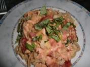 Barolonudeln mit Lachsstreifen und Tomaten - Rezept