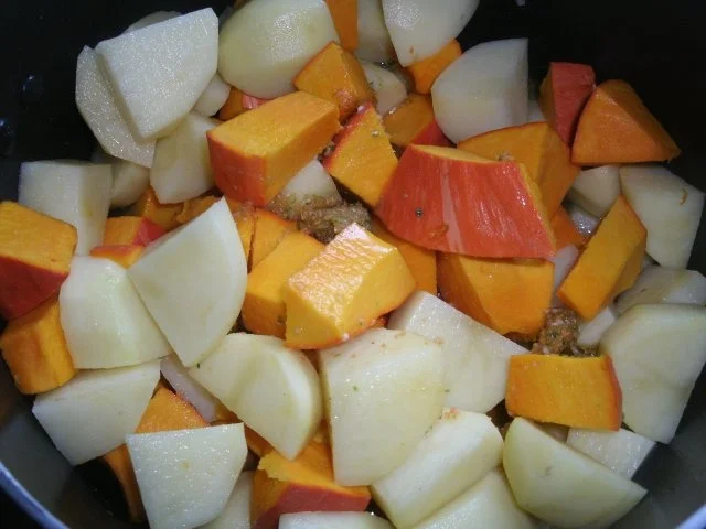 Hokkaidokürbis- Kartoffelpüree mit Röstzwiebel - Rezept - Bild Nr. 5