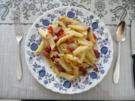 Resteverwertung : Gebratene Nudeln mit Wurstresten - Rezept