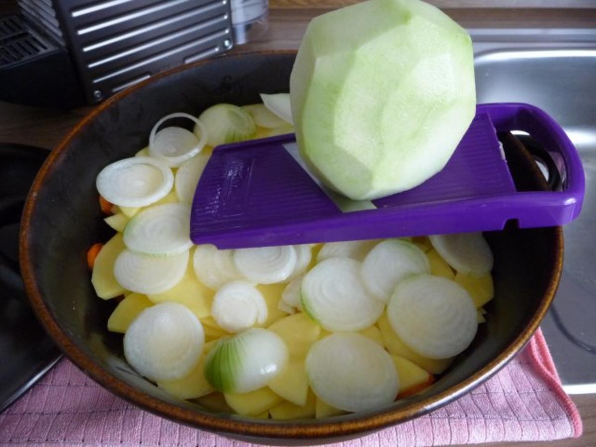 Auflauf : Kartoffel - Kohlrabi - Möhren - Gratin - Rezept - Bild Nr. 6
