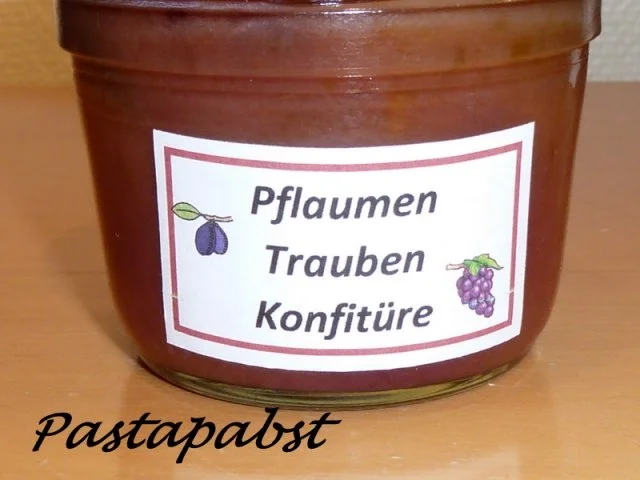 Rezept: Pflaumen-Trauben-Konfitüre Pflaumen-Trauben-Konfitüre - Rezept