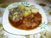 Gulasch halb und halb mit Pilzgemüse - Rezept