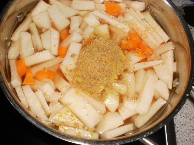 Kohlrabi-Möhren-Gemüse an Kammscheiben - Rezept - Bild Nr. 3