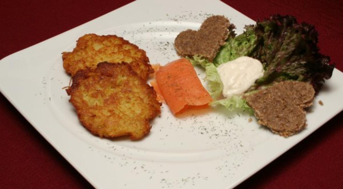 Rheinländische Kartoffelrösti mit Meerrettich und Lachs - Rezept