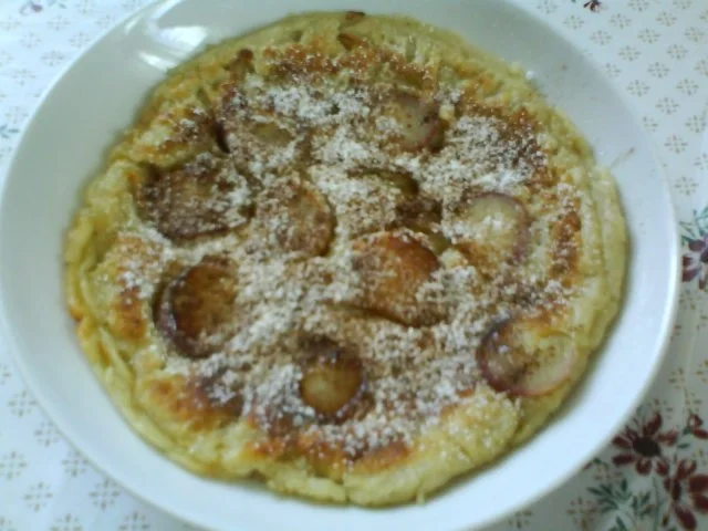 Rezept: Weinbergpfirsich-Zimt Pfannkuchen Weinbergpfirsich-Zimt Pfannkuchen - Rezept