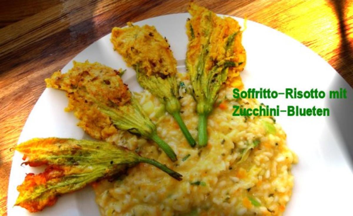 Bilder für Soffritto-Risotto mit Zucchiniblueten - Rezept