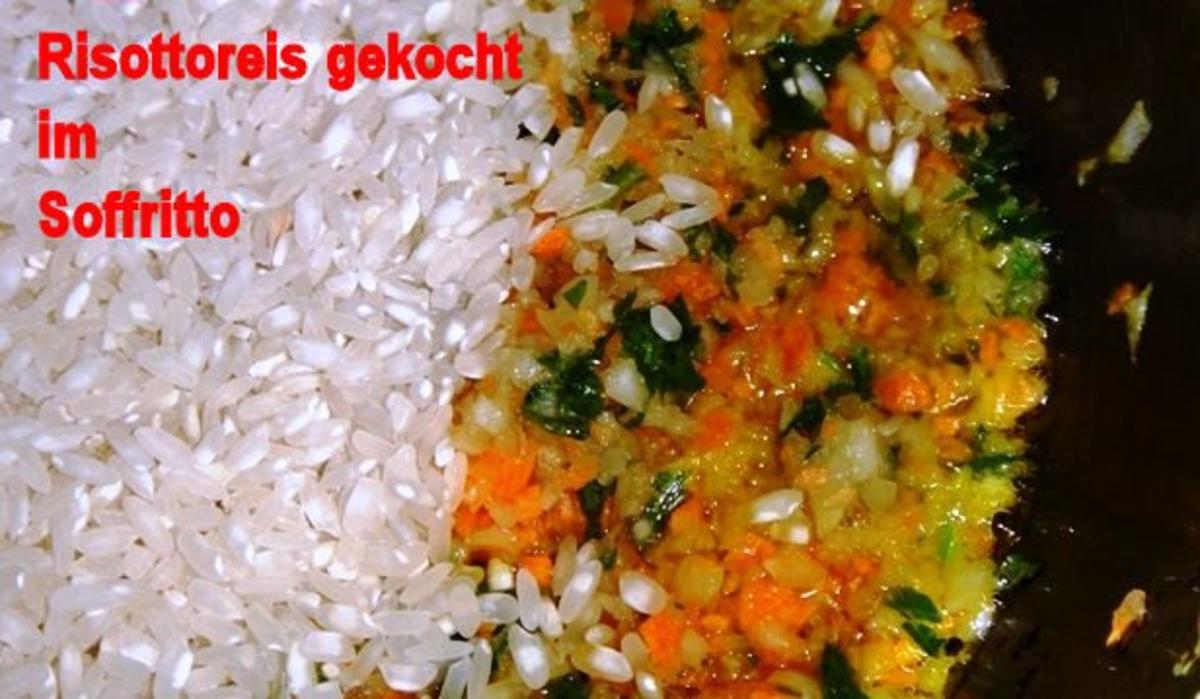 Soffritto-Risotto mit Zucchiniblueten - Rezept - Bild Nr. 3