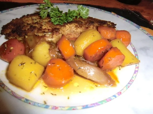 Ofenschnitzel unter einer Senfkruste mit Balsamico-Gemüse - Rezept - Bild Nr. 7