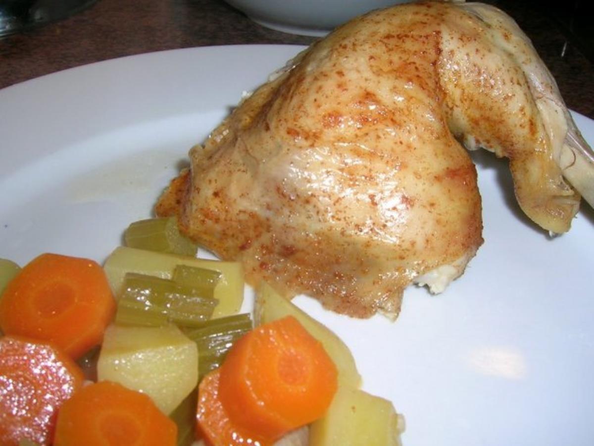 Hähnchen (knusprig)aus dem Bratschlauch mit viel leckerem Gemüse (lecker und kalorienarm) - Rezept