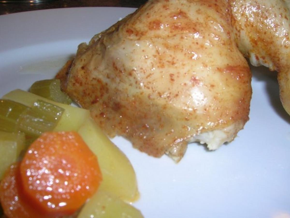 Hähnchen (knusprig)aus dem Bratschlauch mit viel leckerem Gemüse (lecker und kalorienarm) - Rezept - Bild Nr. 3