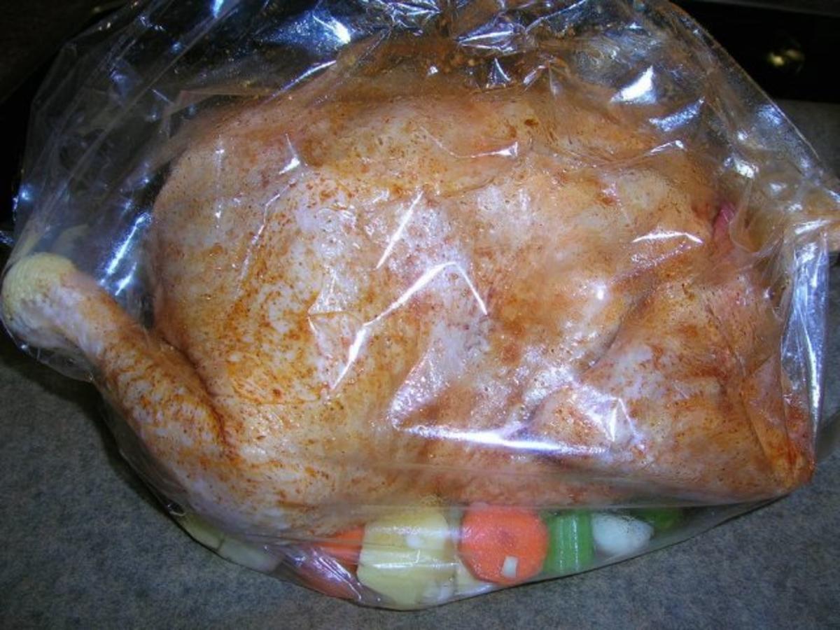 Hähnchen (knusprig)aus dem Bratschlauch mit viel leckerem Gemüse (lecker und kalorienarm) - Rezept - Bild Nr. 12